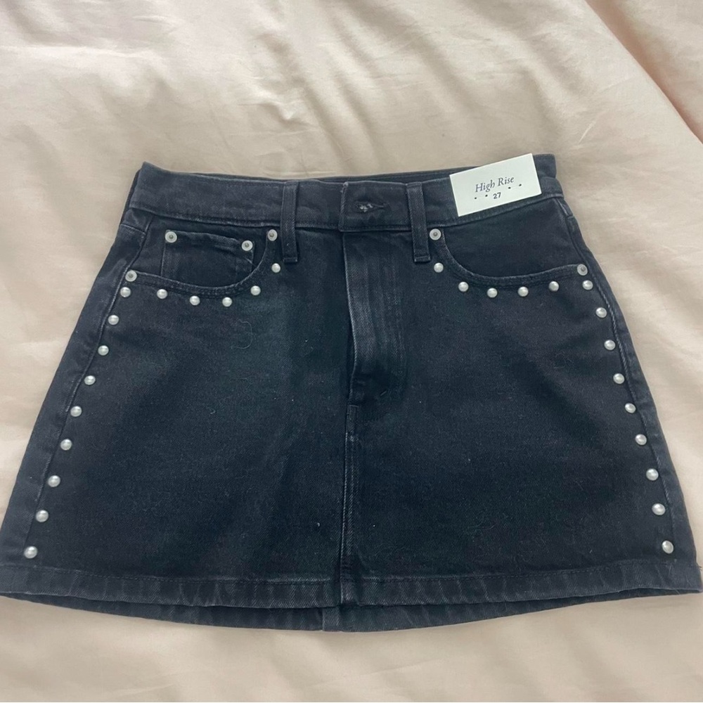 Abercrombie Black Denim Skirt with Studs